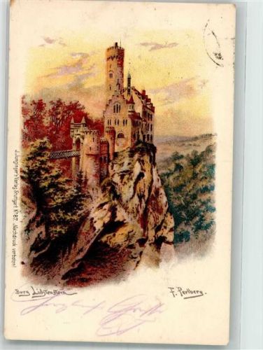 Lichtenstein 1903 Burg sign. Perlberg Künstlerkarte