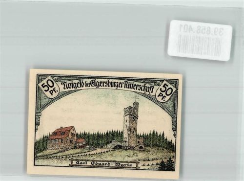 Elgersburg 1921 50 Pf. Carl Eduard-Warte Elgersburger Ritterschaft
