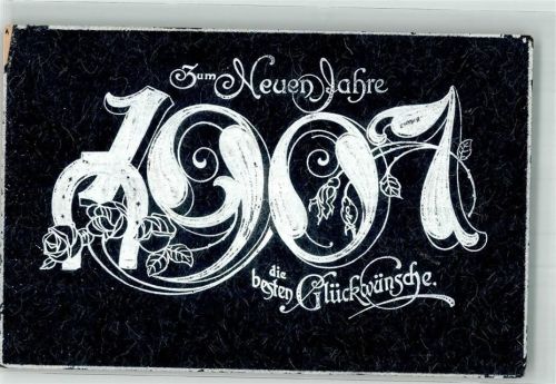 1906 Neujahr 1907 Rosen Jugendstil