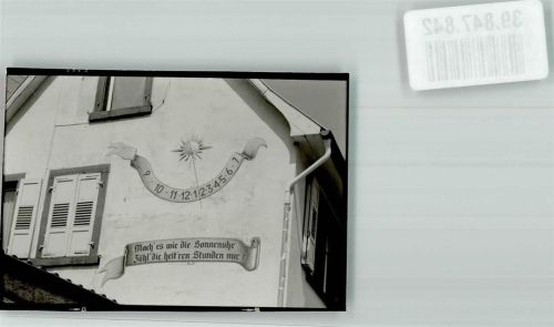 Birkenau Sonnenuhr am Haus Ort handschriftlich Foto Original aus Archiv eines Ansichtskartenverlags