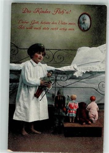 Mädchen mit Puppen betet zu Gott für den Vater an der Front WSSB No. 1052 WK I