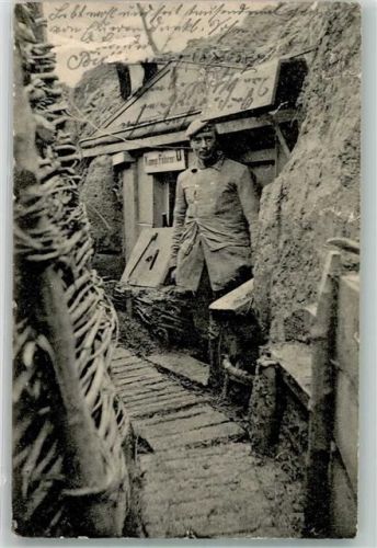 1915 Landser vor dem Unterstand des Kompanieführers des II. Bayer. Res.-Inf.-Regt. Verlag Zieher, Ottmar Feldpost Bayer. 1. Res.-Div.