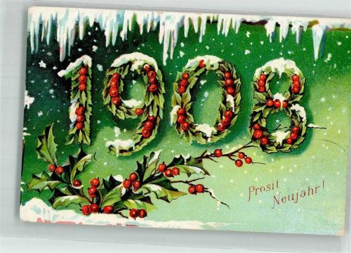 1907 Neujahr 1908 Ilex Winter
