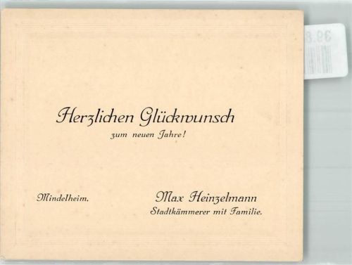 Mindelheim Neujahr Max Heinzelmann Stadtkämmerer mit Familie Glückwunsch