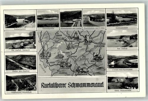 Heimbach Rurtalsperre mit Umgebungskarte Staudamm Gasthaus Seehof Elektrizitätswerk Abtei Mariawald