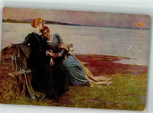 Verlag PFB Nr. 4285 Deutsche Meister sign. F. Raupp : Sonnuntergang Frauenliebe