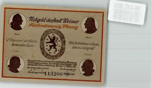 Weimar 50 Pfennig Gutschein Schillerhaus Nr. 113206