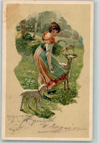 1903 Ziegen Frau als Hirte Handsense Landwirtschaft