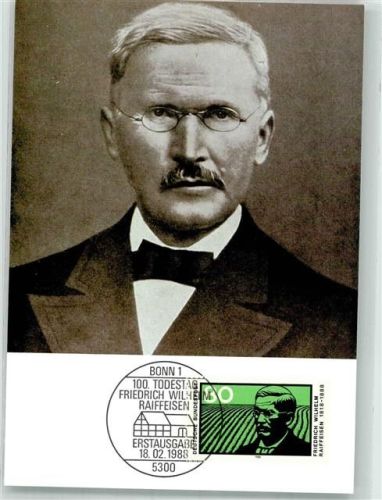 Bonn 100. Todestag Friedrich Wilhelm Raiffeisen Erstausgabe 18.2.1988
