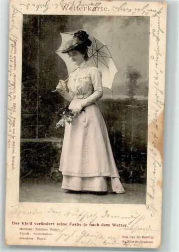1901 Wetterkarte Frau Kleid verändert Farbe Verlag Schaller Nr.158031