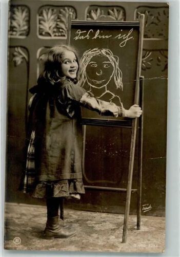 Kind Schultafel Foto : Traut Fotomontage 1906 Gebrauchsspuren