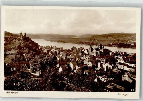 Remagen 1927 mit Wallfahrtskirche St. Apollinaris und Pfarrkirche St. Peter und Paul Fotograf Kratz