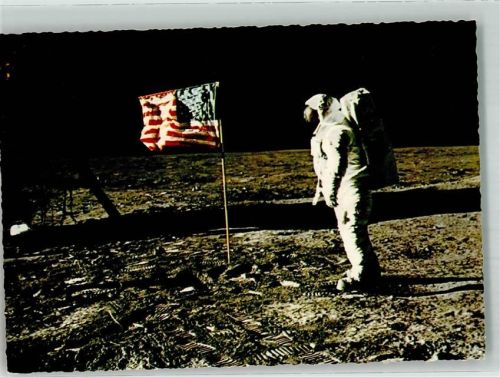 Astronaut Edwin Aldrin Landefähre Eagle Sternenbanner Fahne