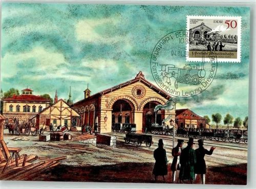 Leipzig 1989 Eisenbahn 150 Jahre Ferneisenbahn Leipzig-Dresden Briefmarke Bildseite