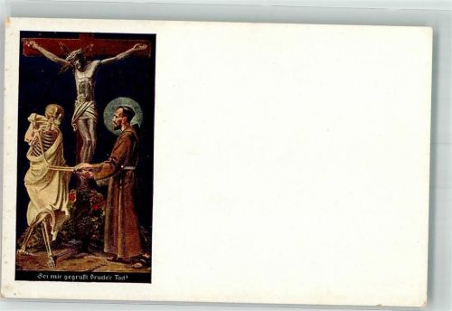 St.Franziskus und Bruder Tod Jesus am Kreuz sign. Rudolf Fr.