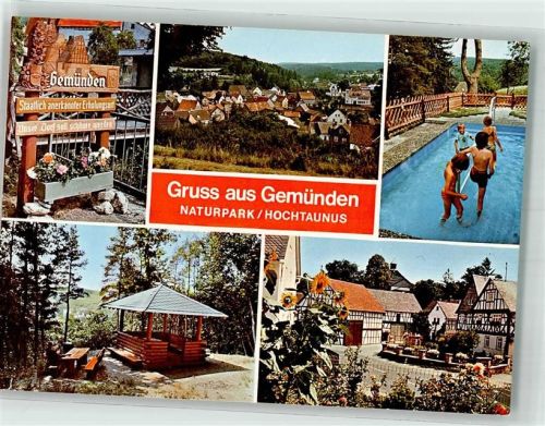 Gemünden Schwimmbad Ortsschild