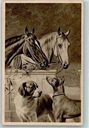 1913 Hunde Jagdhunde sign. Reichert