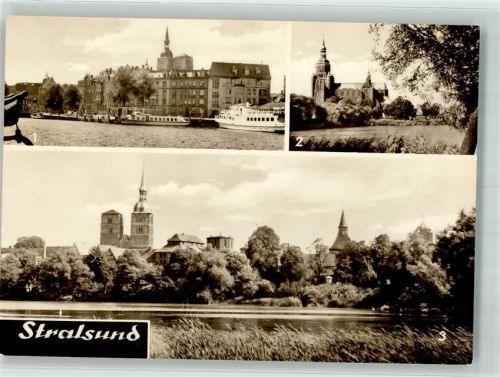 Stralsund Hafen Dampfschiff Marienkirche Nicolaikirche