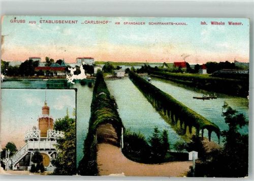 Spandau 1909 Etablissement Carlshof am Spandauer Schiffahrts-Kanal