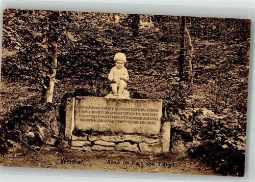 Tiefurt 1928 Skulptur des Amor im Park