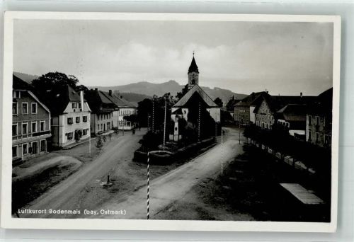 Bodenmais 1935 Marktplatz mit Kirche Mariä Himmelfahrt und Silberberg