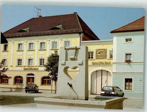 Röhrnbach 1991 Hotel Alte Post Auto Denkmal Brunnen