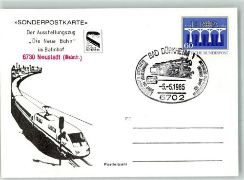 Neustadt Sonderpostkarte Der Ausstellungszug Die neue Bahn im Bahnhof