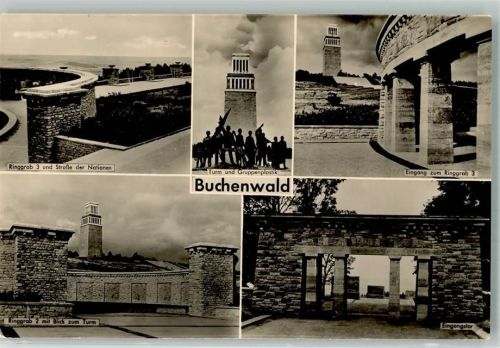 Weimar Turm u. Gruppenplastik Ringgrab Eingangstor Buchenwald