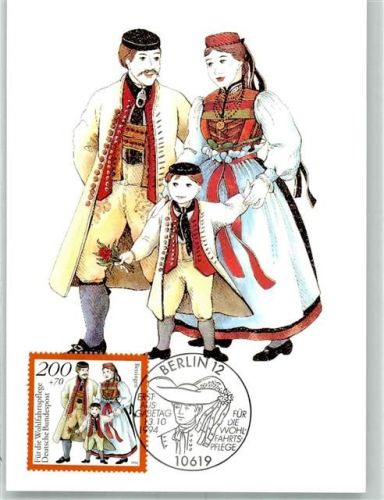 Betzingen Mann Frau und Kind in örtlicher Tracht Künstlerkarte Sonderstempel Erstausgabe