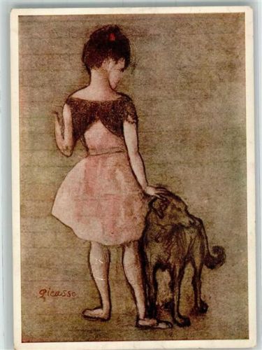 sign. Picasso, Pablo Mädchen mit Hund Künstlerkarte VEB Verlag der Kunst Nr. 9412