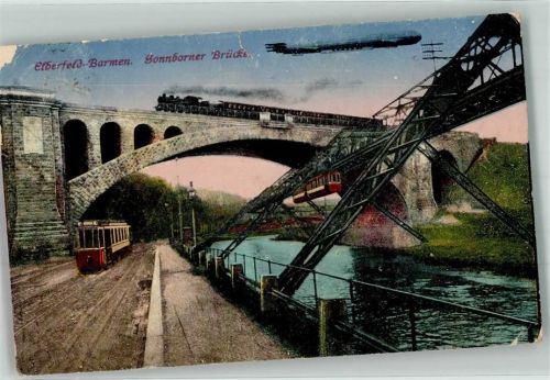 Elberfeld 1920 Verkehr Zeppelin Eisenbahn Straßenbahn Schwebebahn