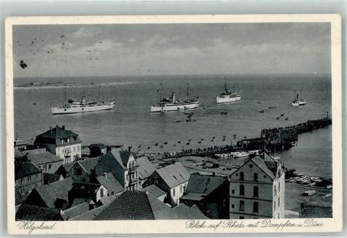 Helgoland 1938 Blick auf Rhede Dampfer Düne