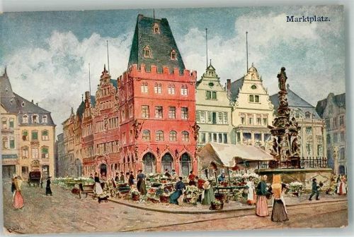 Trier Marktszene Marktplatz Rotes Haus