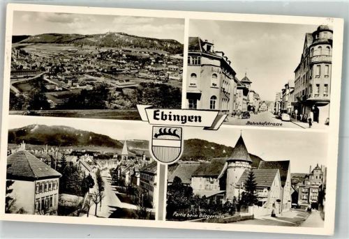 Ebingen 1953 Hotel Bahnhofstrasse Bürgerturm Wappen