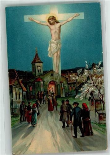 1914 Christlch Kirchgang Jesus am Kreuz Erscheinung