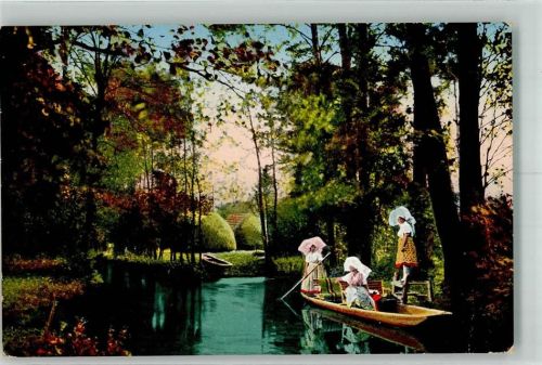 Burg 1937 Tracht Kahn Spreewald Ort lt. Stempel