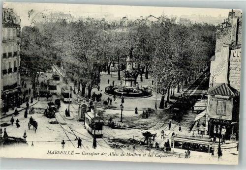 Marseille 1911 Straßenbahn Denkmal Carrefour des Allées de Meilhan