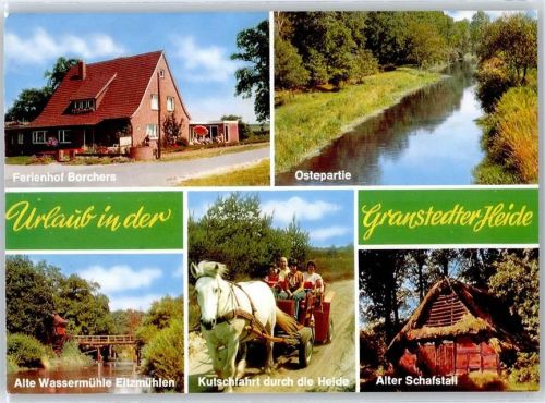 Granstedt Urlaub auf dem Bauernhof Ferienhof Borchers, Pferd, Kutschfahrt durch die Heide, Alter Schafstall, Ostepartie, Alte Wassermühle Eitzmühlen