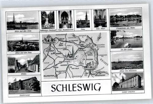Schleswig Regierung, Dom, Holm, Fischerboote am Holm, An der Schlei, Blick von Haddeby, Schloß Gottorp, Bellmann-Denkmal
