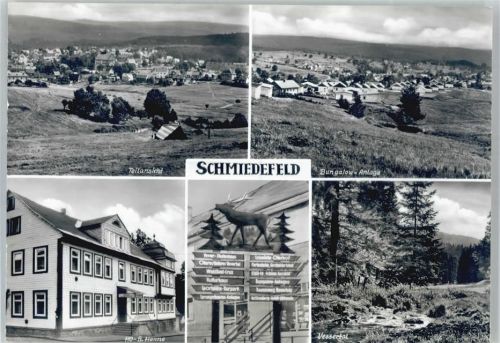 Schmiedefeld Kirche, Ortsansicht, Bungalow- Siedlung, Vessertal, HO- Gaststätte Henne