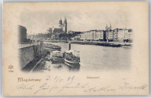 Magdeburg Elbansicht, Blick zum Dom