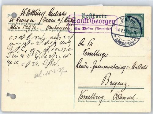 Dießen Landpoststempel Sankt Georgen