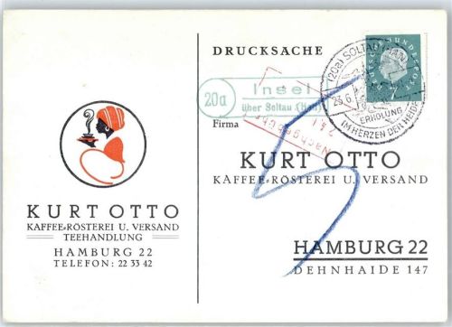 Insel Landpoststempel, Kaffee-Rösterei und Versand Teehandlung Kurt Otto Hamburg