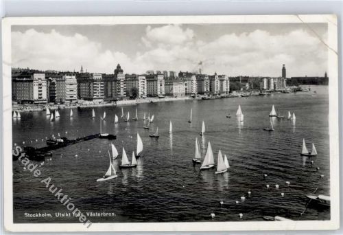 Stockholm Utsikt fran Västerbron, Segelboot