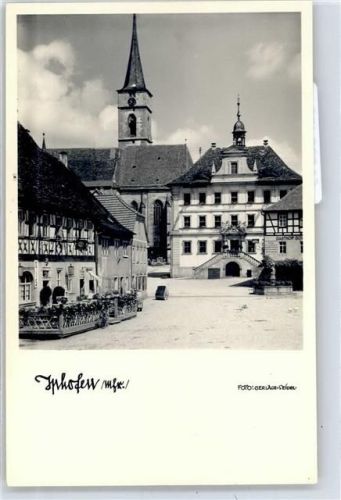 Iphofen Blick zur Kirche, Rathaus
