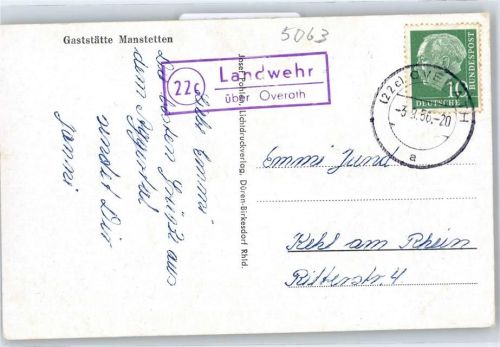 51491 W5063 Landwehr b Overath - Landpoststempel, Immekeppelerteich