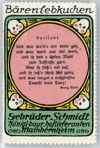 Mainbernheim Briefmarke, Bären-Lebkuchen, Lebkuchenfabrik Gebrüder Schmidt