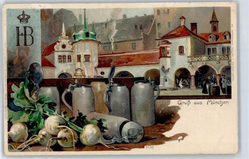 München Maaskrug Hofbräuhaus Künstlerkarte