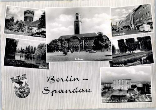 10115 W1000 Spandau Foto AK Rathaus Juliusturm Breitestraße Georg-Ramin-Siedlung