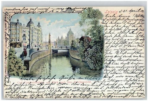 Leipzig 1902 Carl Tauschnitzbrücke Blick auf das Reichsgericht